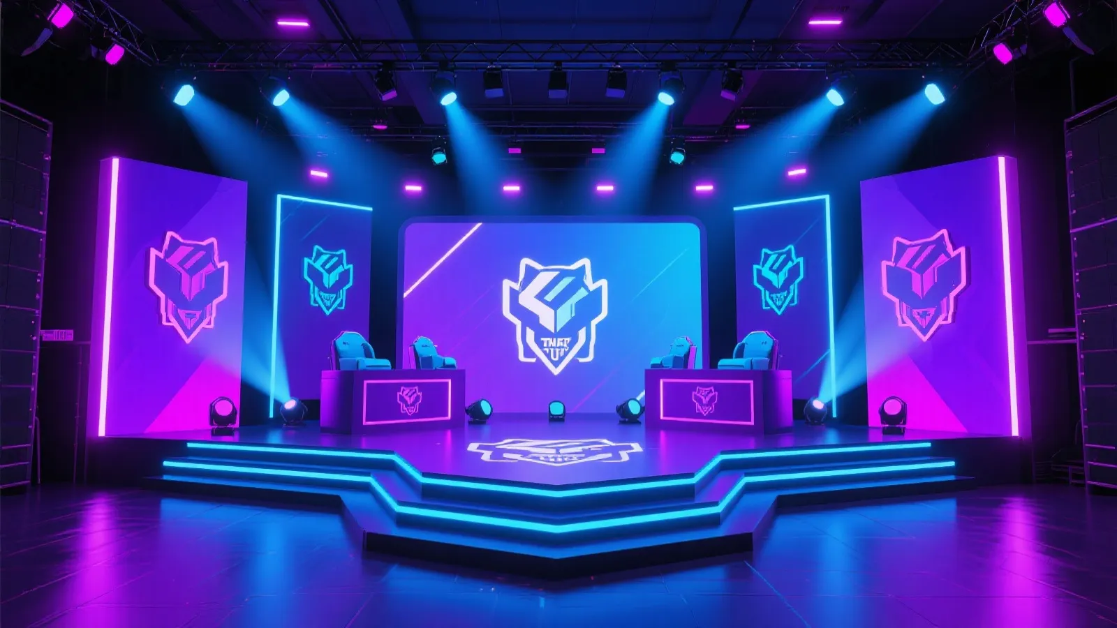 Esports neon stage background